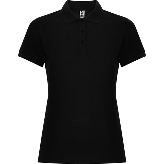 Roly Pegaso Woman Premium women's polo shirt in black, ready for logo printing or embroidery