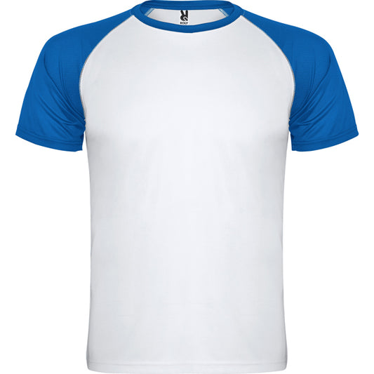 Roly Indianapolis men's T-shirt in white/royal blue, ready for logo printing or embroidery