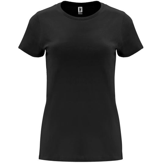 Roly Capri women's T-shirt in black, ready for logo printing or embroidery