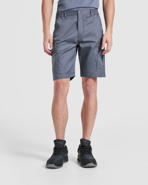 Roly WRK Armour men's Bermuda shorts in white, alternative view, ready for logo printing or embroidery