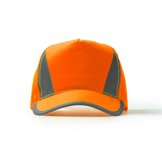 Stamina Balder 5-panel cap in fluor orange, ready for logo printing