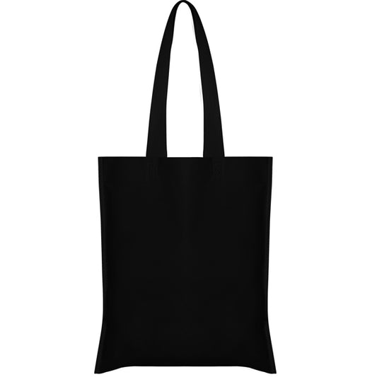 Stamina Crest non-woven polypropylene tote bag in black, ready for logo printing