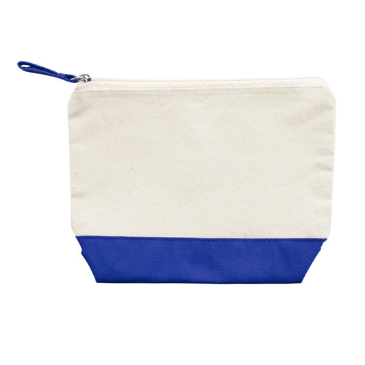 Stamina Doel multipurpose gsm cotton toilet tote bag in beige/royal blue, ready for logo printing