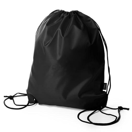 Stamina Rpet Larus RPET polyester drawstring bag in black, ready for logo printing