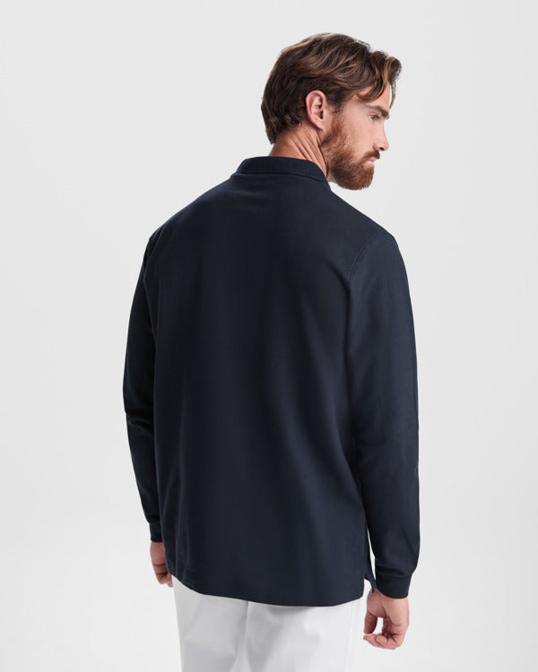 Roly WRK Rover L/s unisex long-sleeve polo shirt in white, alternative view, ready for logo printing or embroidery