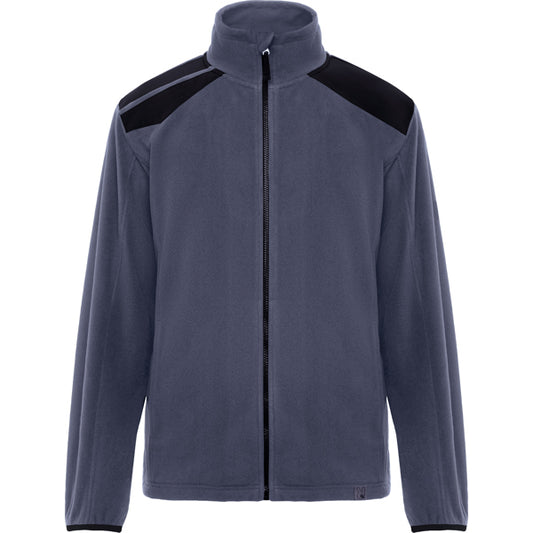 Roly WRK Terrano unisex fleece jacket in lead/black, ready for logo printing or embroidery