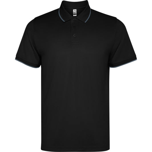 Roly WRK Sian unisex polo shirt in black, ready for logo printing or embroidery