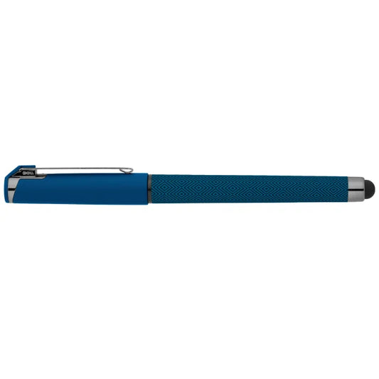 Islander Cadence Plastic Stylus Pen promotional pen in navy blue printed with your company logo