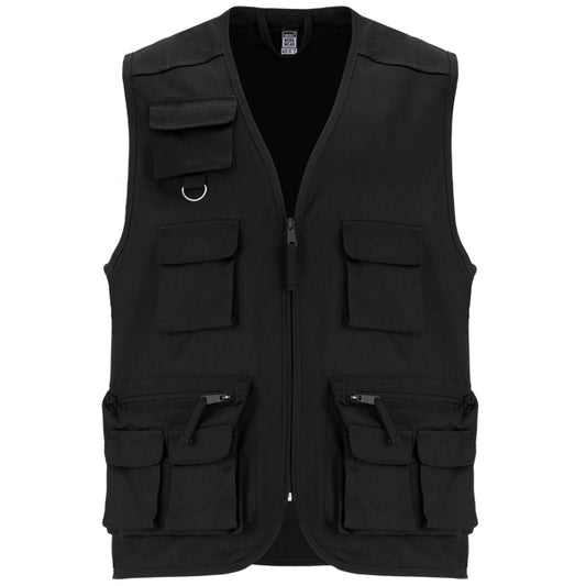 Roly WRK Venera men's gilet in black, ready for logo printing or embroidery