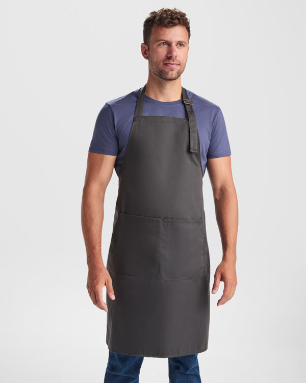 Roly WRK Benoit unisex apron in white, alternative view, ready for logo printing or embroidery