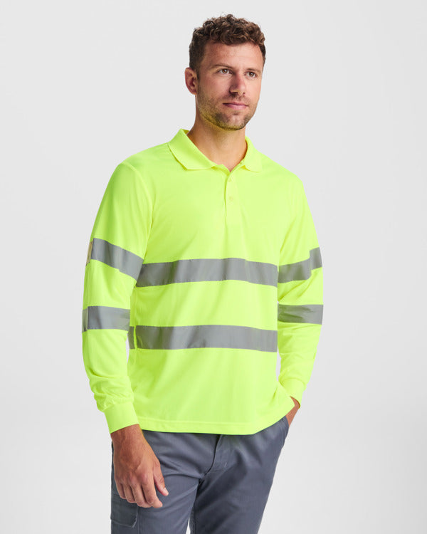 Roly WRK Polaris L/s men's high-visibility long-sleeve polo shirt in fluor yellow, alternative view