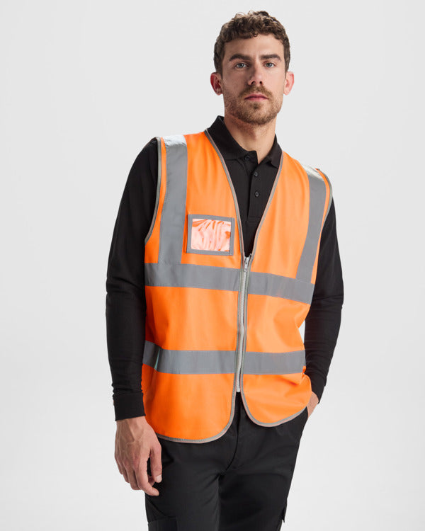 Roly WRK Polux unisex gilet in fluor yellow, alternative view, ready for logo printing or embroidery