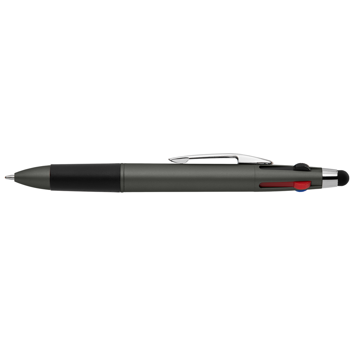 Quattro Softy Metallic Multi Ink with Stylus promotional pen in gunmetal printed with your company logo
