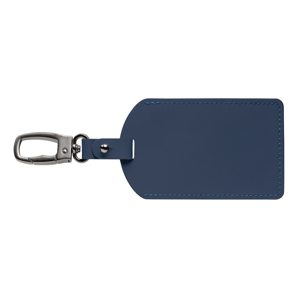 Malmö Recycled Metal Carabiner Luggage Tag promotional travel accessory in navy blue printed with your company logo