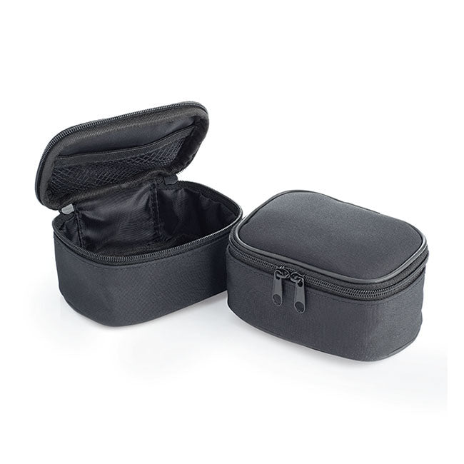 Mini Black Double Zippered Wash Bag branded personal care item in black printed with your company logo