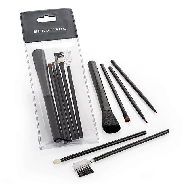 6 Piece Brush and Applicator Set branded beauty item in black printed with your company logo