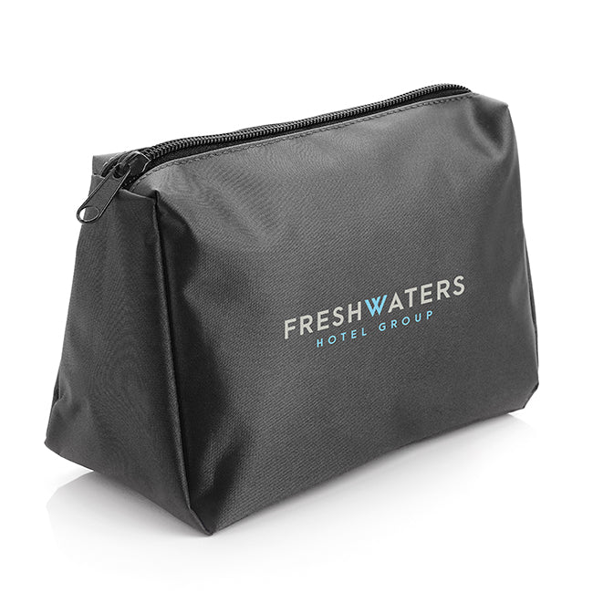 Black Nylon Toiletry Bag branded personal care item in black printed with your company logo