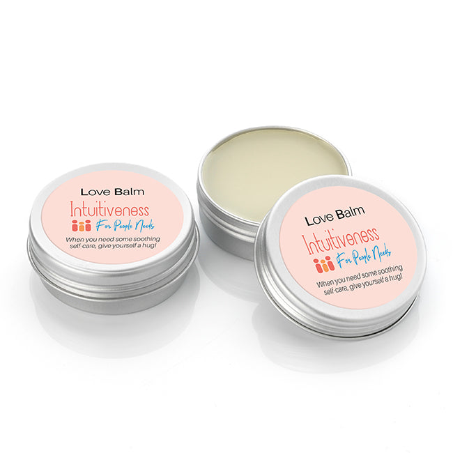 Love/Mellow Balm in an Aluminium Jar (10ml) branded personal care item in silver/white printed with your company logo