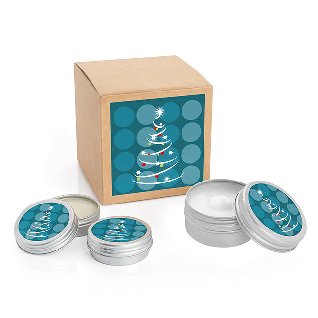 Christmas Treats in Gift Box branded home accessory in brown/silver printed with your company logo