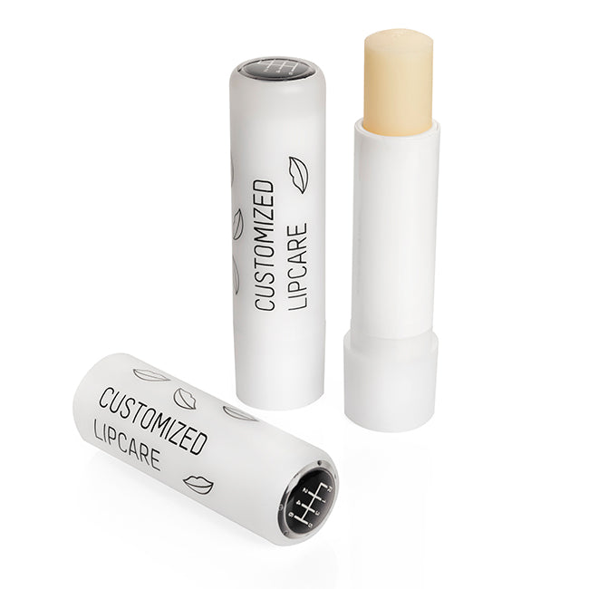 Lip Balm Stick Yellow-Orange Frosted Container & Cap, Domed 4.6g branded beauty item in black, blue, gold, green, grey