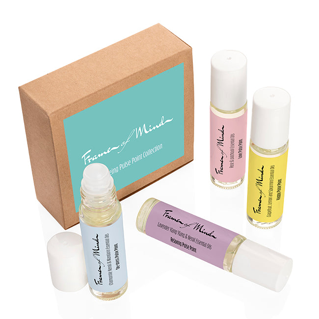 4 Piece Wellbeing Pulse Point Collection branded personal care item in brown printed with your company logo