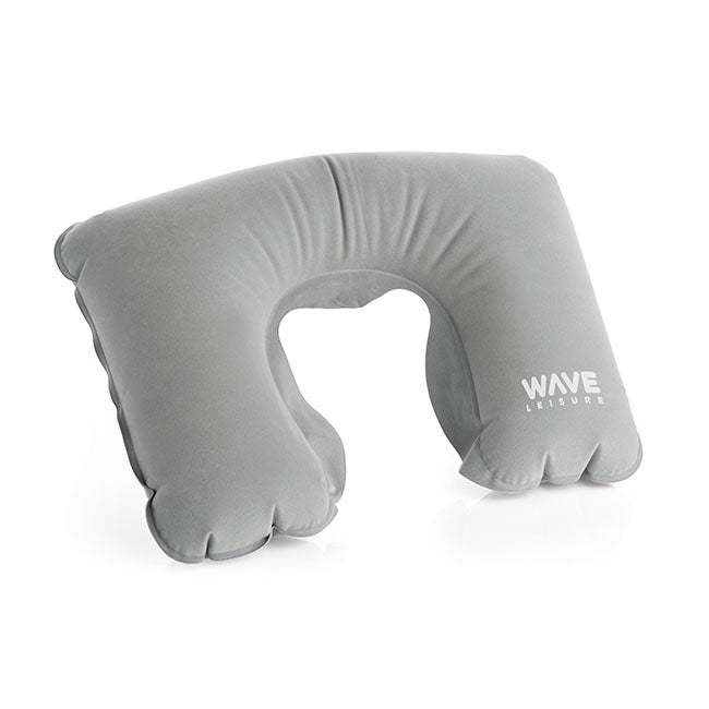 Grey Inflatable Neck Pillow branded wellbeing gift in grey printed with your company logo