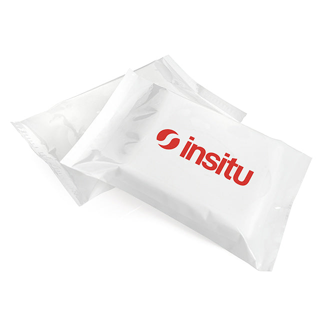20 Biodegradable Wet Wipes in a Soft Pack branded hygiene essential in white printed with your company logo