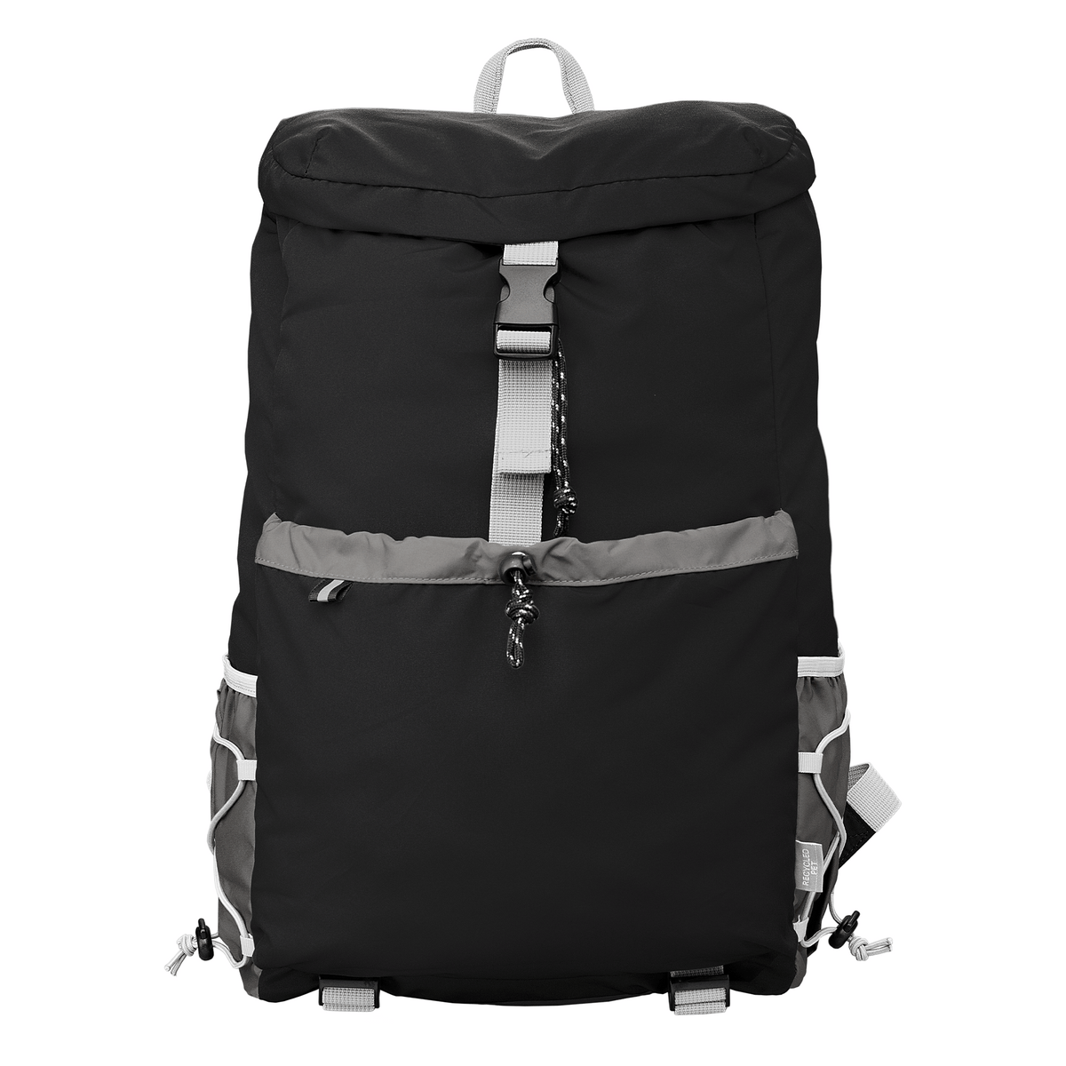 Tilden Recycled Laptop Utility Backpack promotional backpack in black printed with your company logo