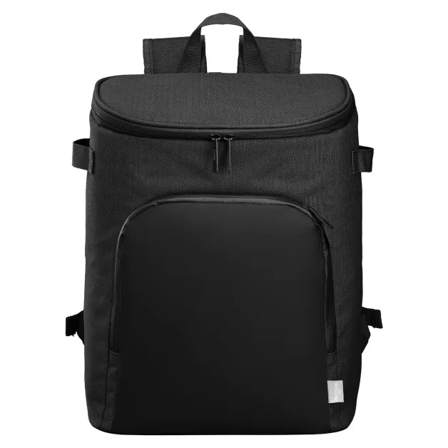 City Pack rPET PEVA Lined Cooler Backpack promotional backpack in black printed with your company logo