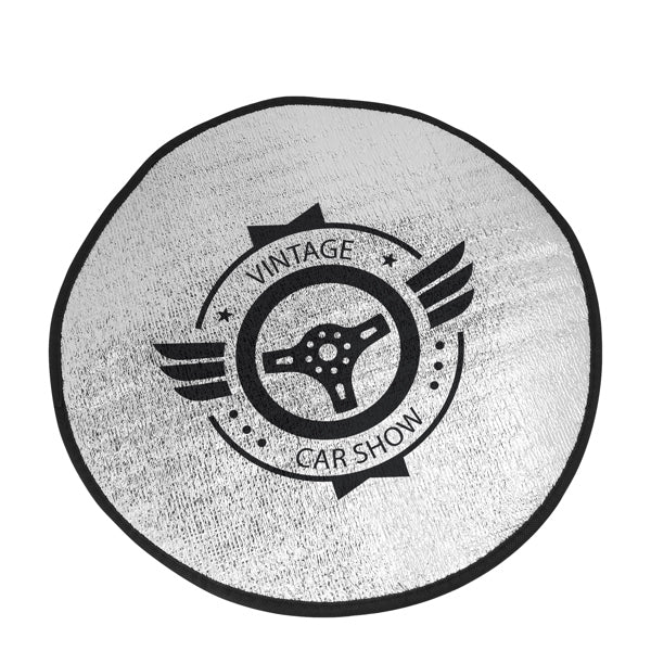 Stamina Bora white foam car sun shield in black, ready for logo printing