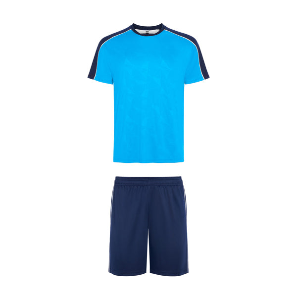 Roly Titan unisex sports set in fluor turqueoise/navy blue, ready for logo printing or embroidery