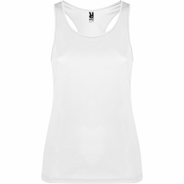 Roly Shura women's tank top in white, ready for logo printing or embroidery
