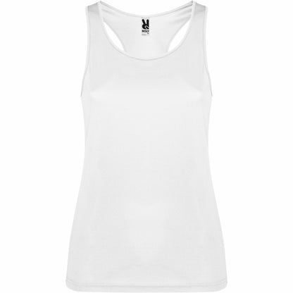 Roly Shura women's tank top in white, ready for logo printing or embroidery