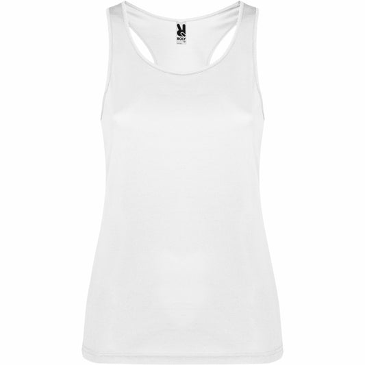 Roly Shura women's tank top in white, ready for logo printing or embroidery