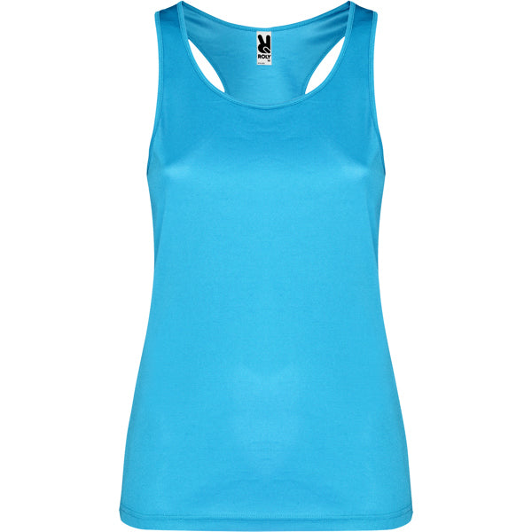 Roly Shura women's tank top in turquoise, ready for logo printing or embroidery