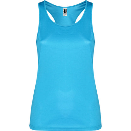 Roly Shura women's tank top in turquoise, ready for logo printing or embroidery