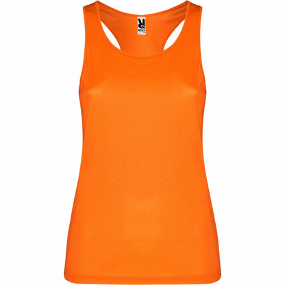 Roly Shura women's tank top in fluor orange, ready for logo printing or embroidery
