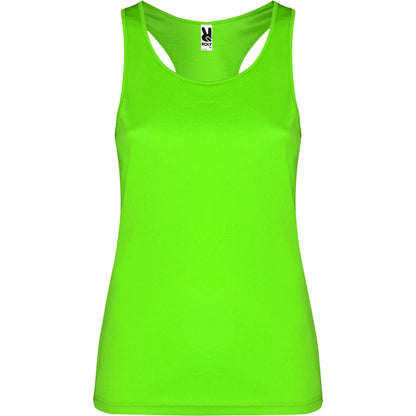 Roly Shura women's tank top in lime, ready for logo printing or embroidery