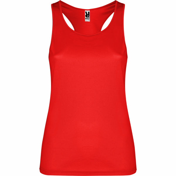 Roly Shura women's tank top in red, ready for logo printing or embroidery