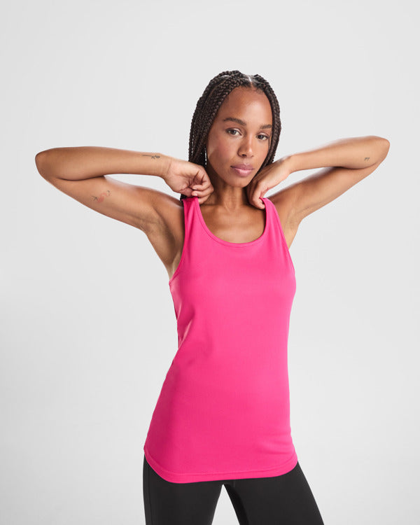 Roly Shura women's tank top in white, alternative view, ready for logo printing or embroidery