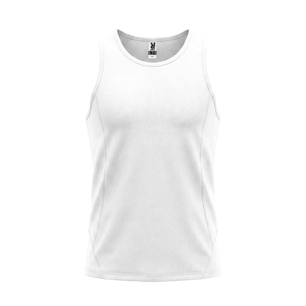 Roly Andre men's tank top in white, ready for logo printing or embroidery
