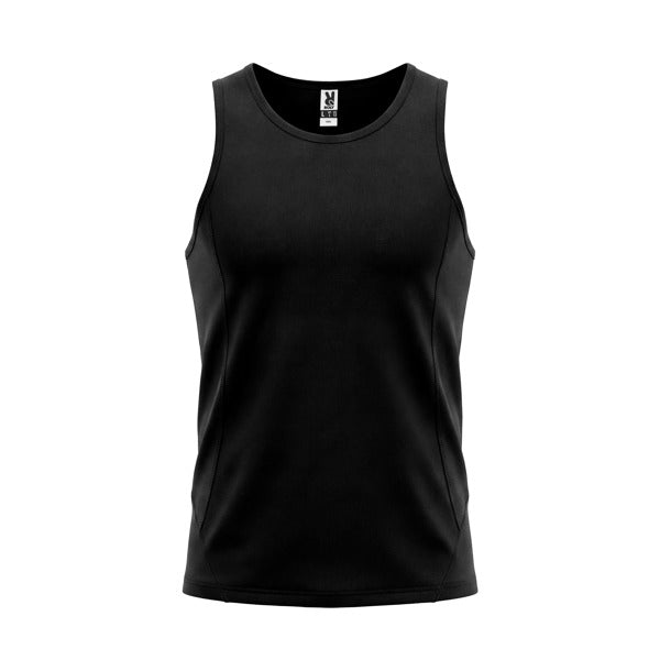 Roly Andre men's tank top in black, ready for logo printing or embroidery