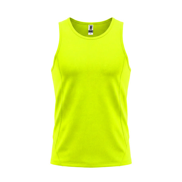 Roly Andre men's tank top in fluor yellow, ready for logo printing or embroidery