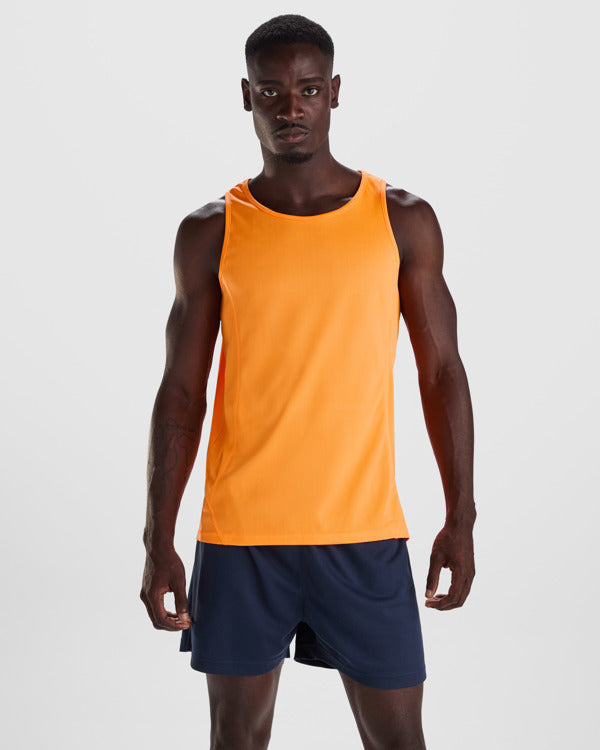 Roly Andre men's tank top in white, alternative view, ready for logo printing or embroidery