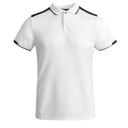 Roly Tamil men's polo shirt in white/black, ready for logo printing or embroidery