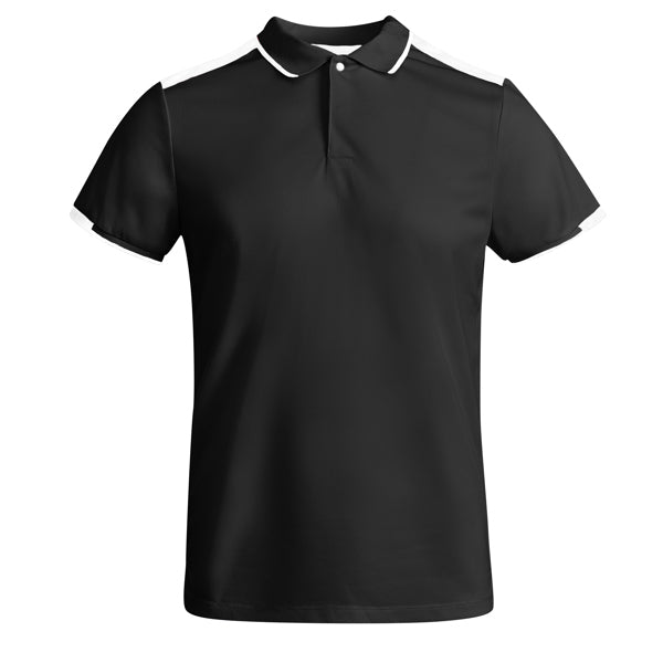 Roly Tamil men's polo shirt in black/white, ready for logo printing or embroidery
