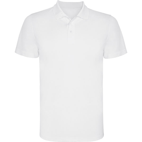 Roly Monzha men's polo shirt in white, ready for logo printing or embroidery