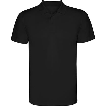 Roly Monzha men's polo shirt in black, ready for logo printing or embroidery