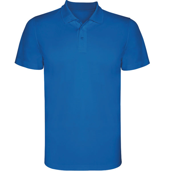 Roly Monzha men's polo shirt in royal blue, ready for logo printing or embroidery