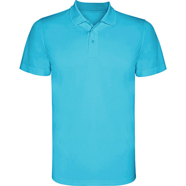 Roly Monzha men's polo shirt in turquoise, ready for logo printing or embroidery
